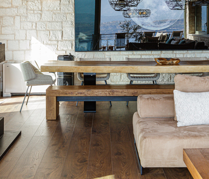 Salon Cheminee Villa Luxe Crete Grece