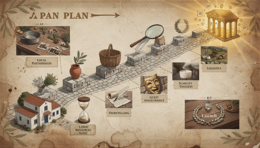 Carte détaillée d'un village médiéval avec routes, bâtiments historiques et annotations, utilisée pour une reconstitution ou un projet éducatif.