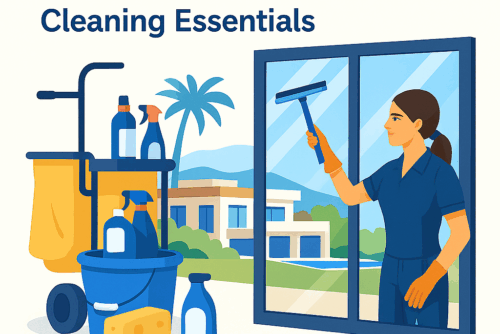 Preparing a luxury villa in Crete for the summer season – professional cleaning services by R&L Consultancy.