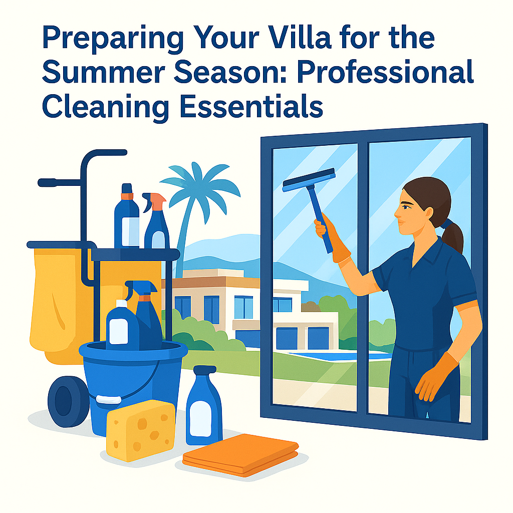 Preparing a luxury villa in Crete for the summer season – professional cleaning services by R&L Consultancy.